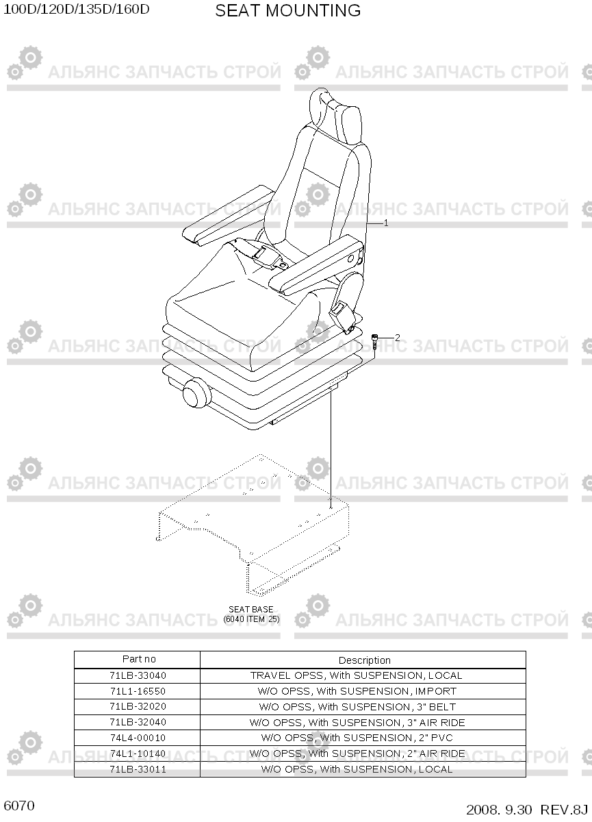 6070 SEAT MOUNTING 100/120/135/160D-7, Hyundai