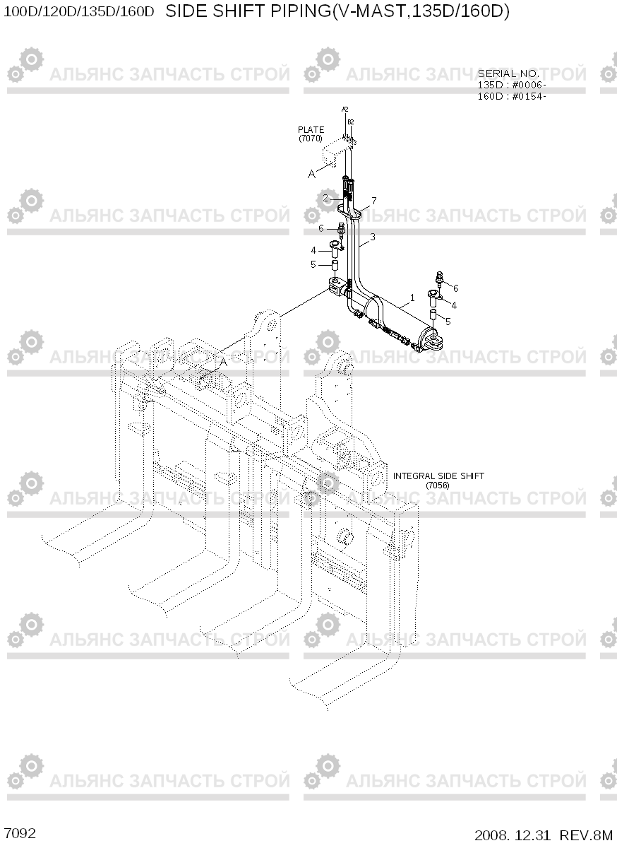 7092 SIDE SHIFT PIPING(V-MAST, 135D/160D) 100/120/135/160D-7, Hyundai