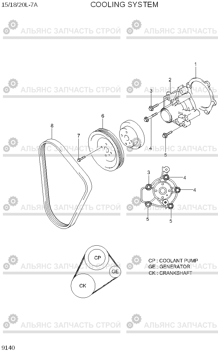 9140 COOLING SYSTEM 15/18/20L-7A, Hyundai