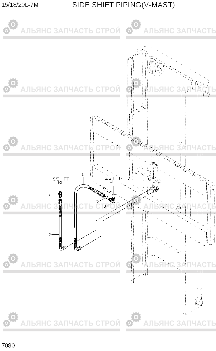 7080 SIDE SHIFT PIPING (V-MAST) 15/18/20L-7M, Hyundai