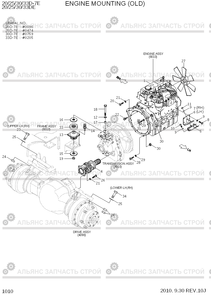 1010 ENGINE MOUNTING(OLD) 20D/25D/30D/33D-7E, Hyundai