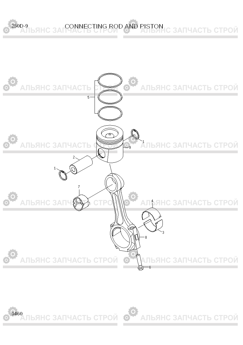 9460 CONNECTING ROD AND PISTON 250D-9, Hyundai