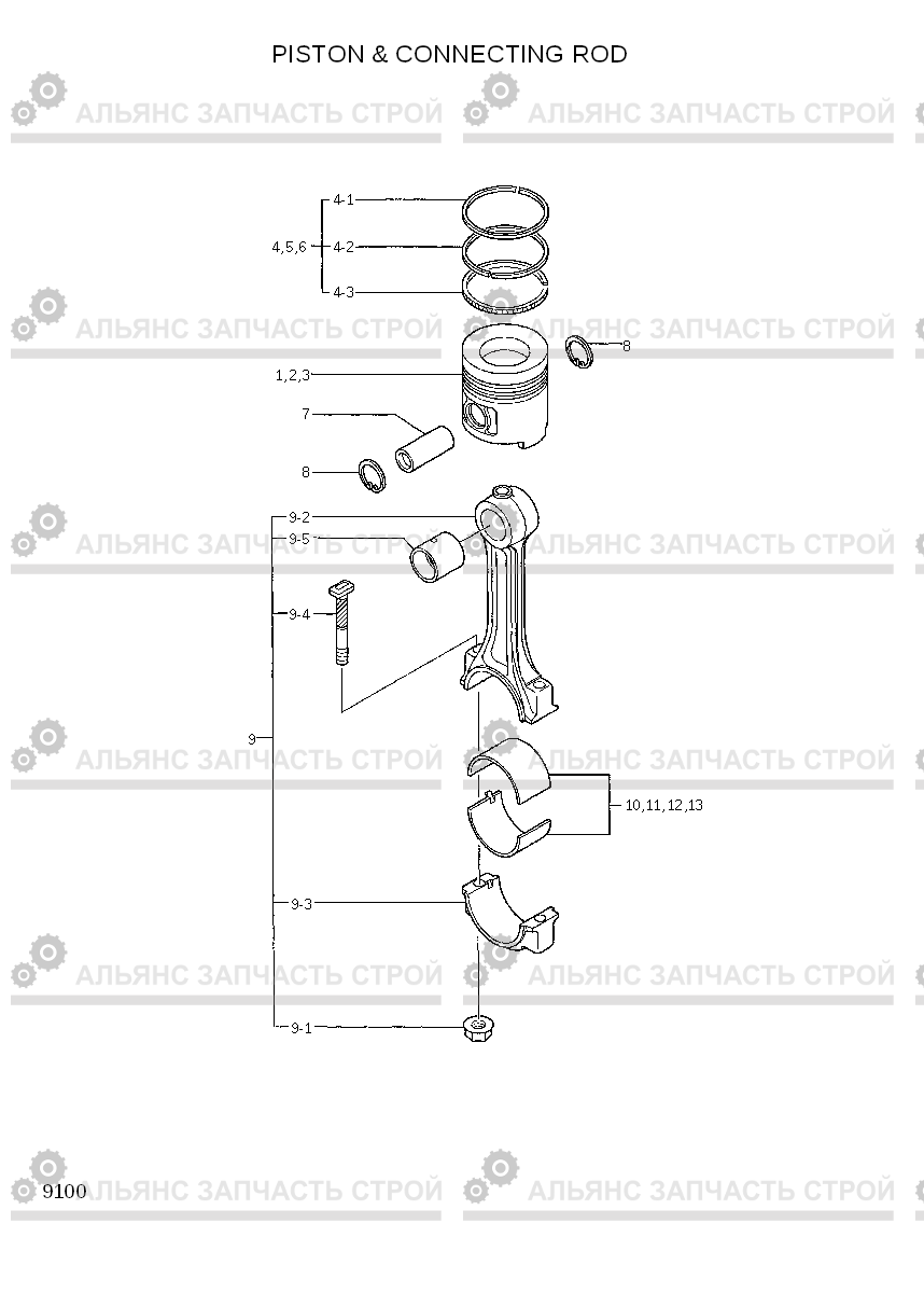 9100 PISTON & CONNECTING ROD 35DS/40DS/45DS-7, Hyundai