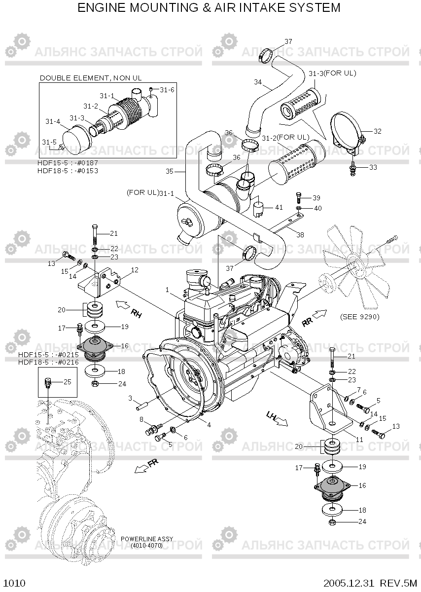 1010 ENGINE MOUNTING & AIR INTAKE SYSTEM HDF15/18-5, Hyundai
