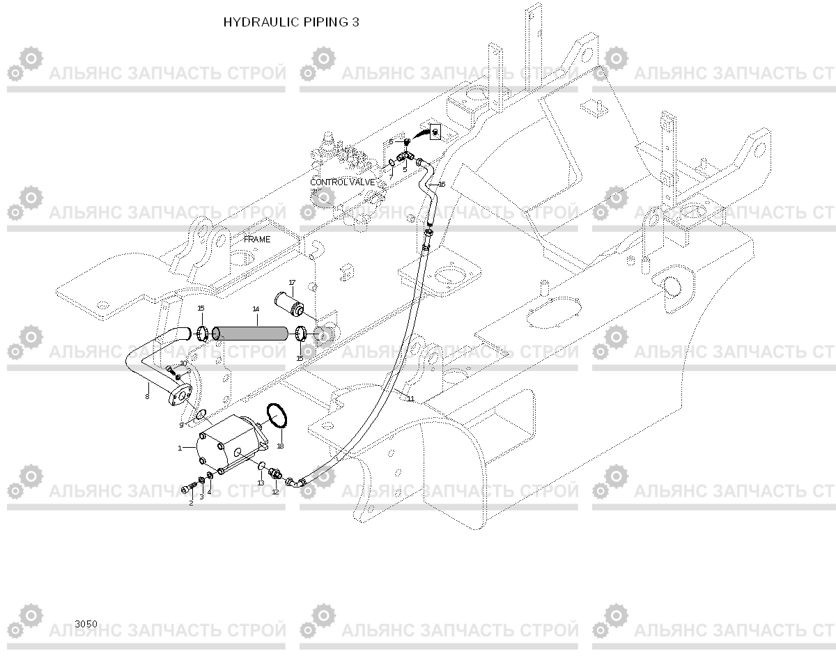 3050 HYDRAULIC PIPING 3 HDF15/18, Hyundai