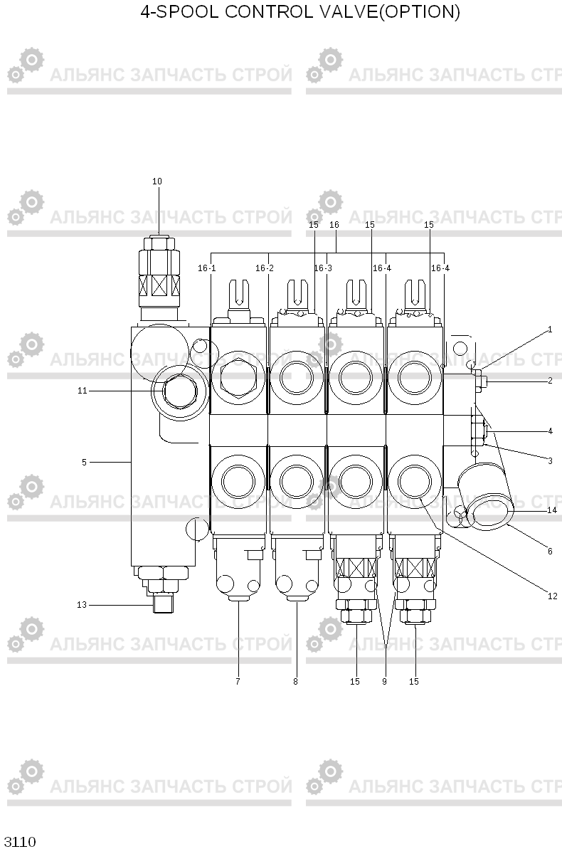 3110 4-SPOOL CONTROL VALVE(OPTION) HDF15/18, Hyundai