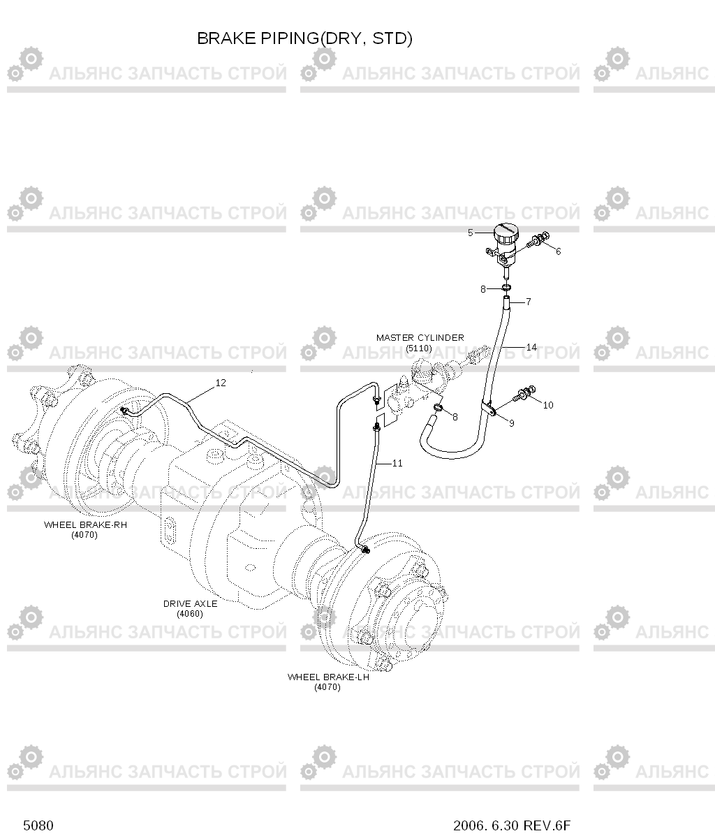 5080 BRAKE PIPING(DRY,STD) HDF20/25/30-5, Hyundai