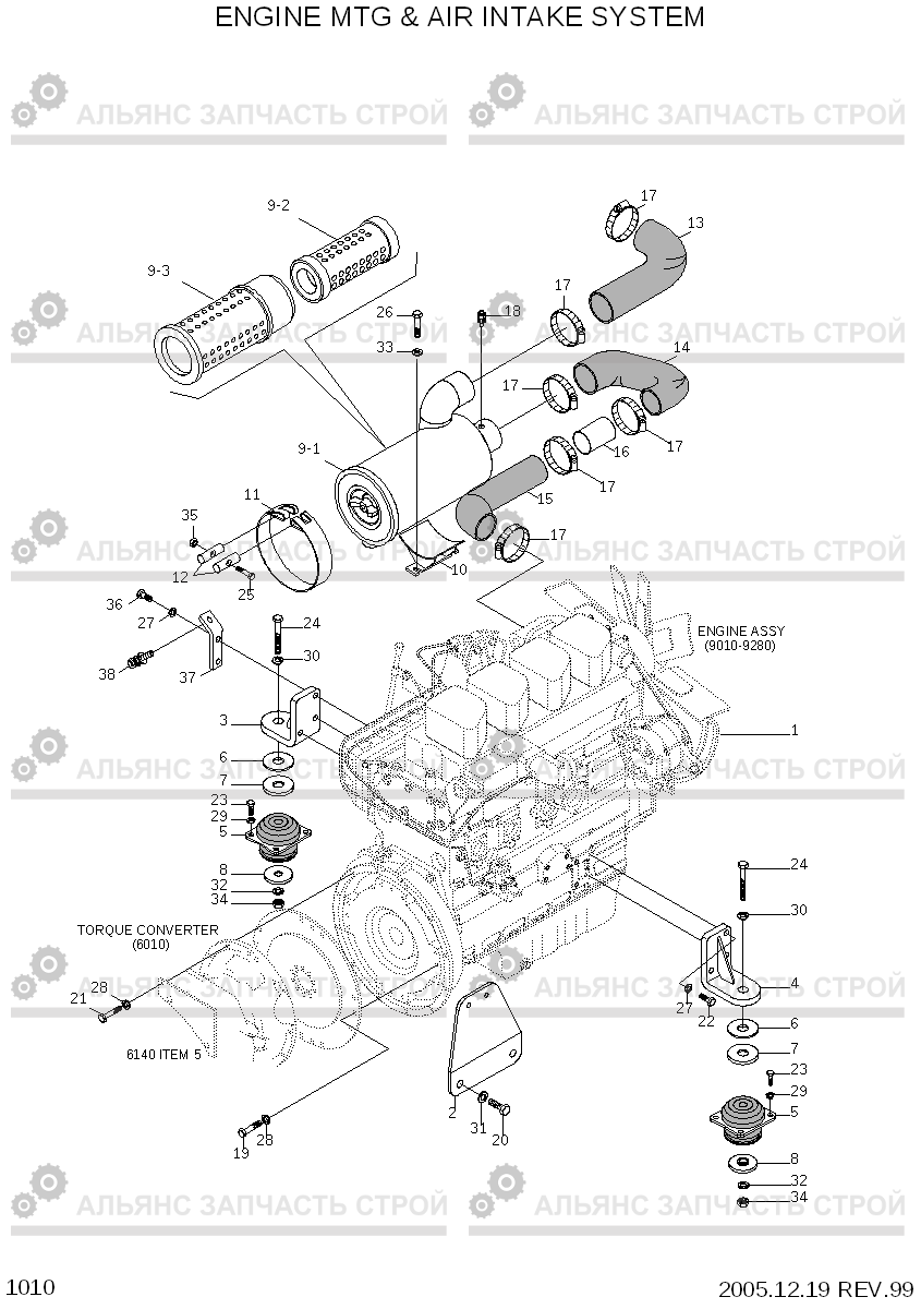 1010 ENGINE MTG & AIR INTAKE SYSTEM HDF35/45AII, Hyundai