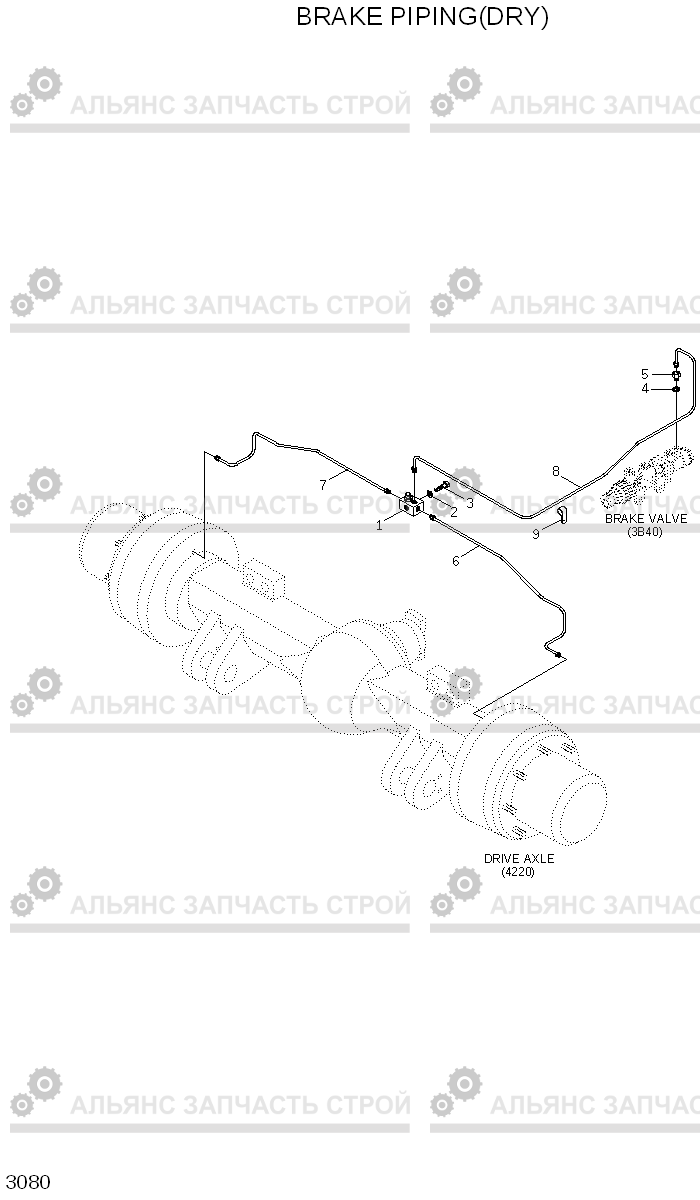 3080 BRAKE PIPING(DRY) HDF50/70-7, Hyundai