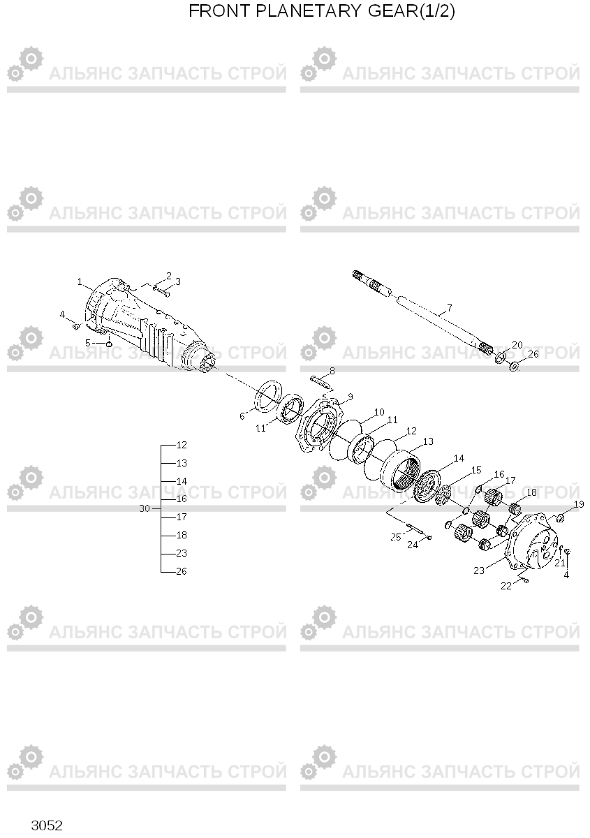 3052 FRONT PLANETARY GEAR(1/2) HL720-3(#0053-), Hyundai