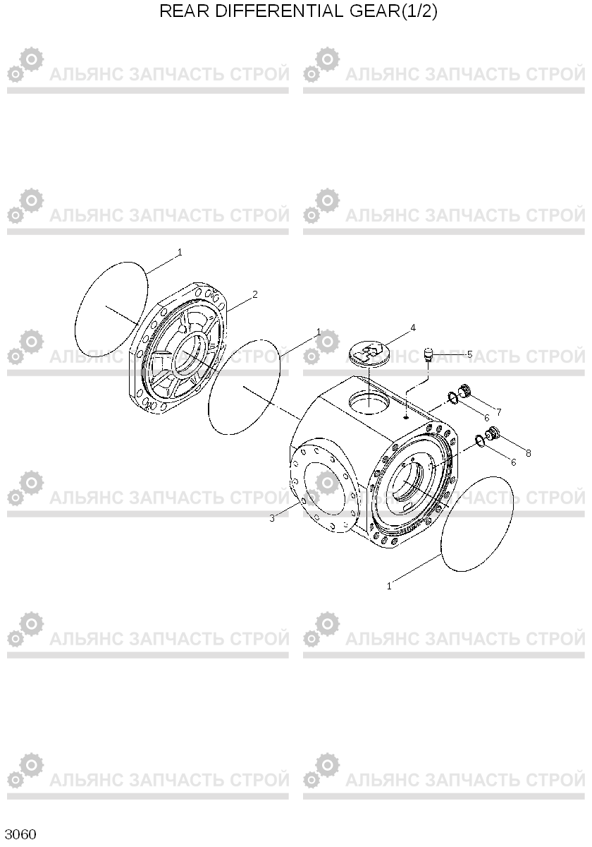 3060 REAR DIFFERENTIAL GEAR(1/2) HL720-3(#0053-), Hyundai