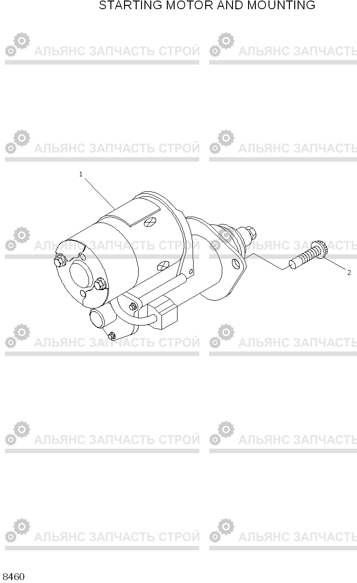 8460 STARTING MOTOR AND MOUNTING HL730TM-3(#1001-), Hyundai