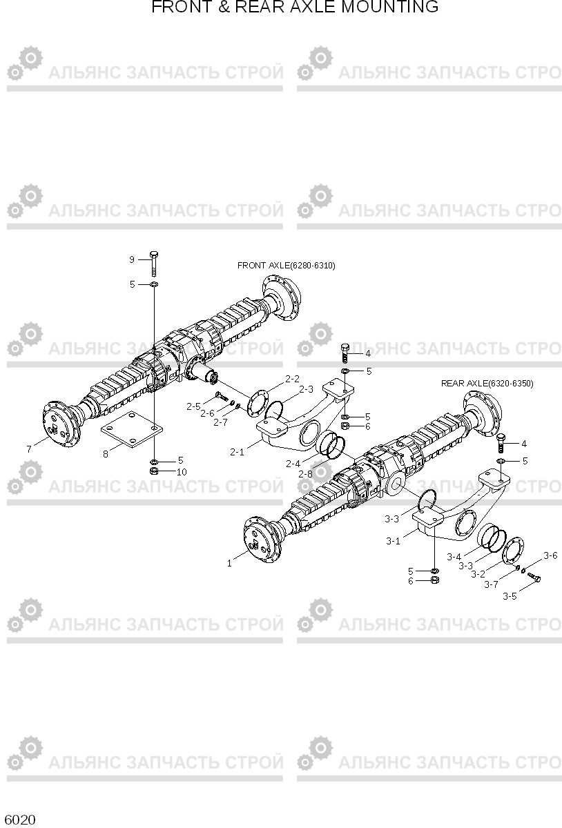 6020 FRONT & REAR AXLE MOUNTING HL730TM-7A, Hyundai