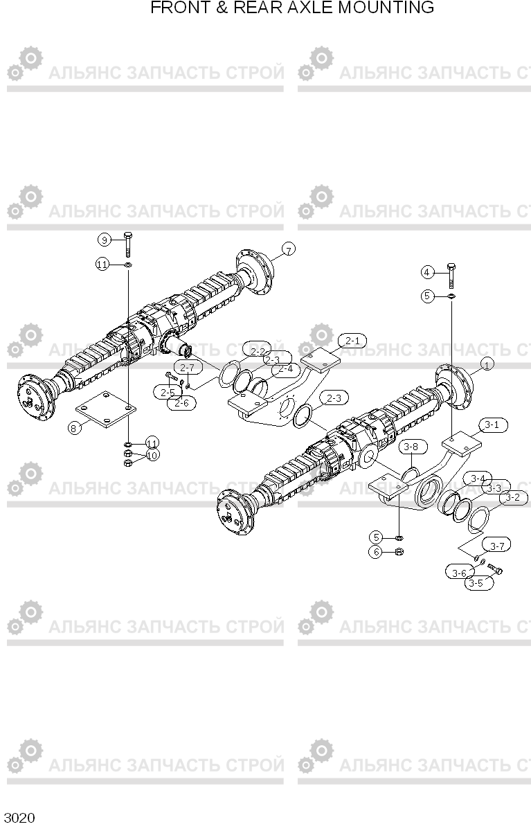 3020 FRONT & REAR AXLE MOUNTING HL740-3(#0848-), Hyundai