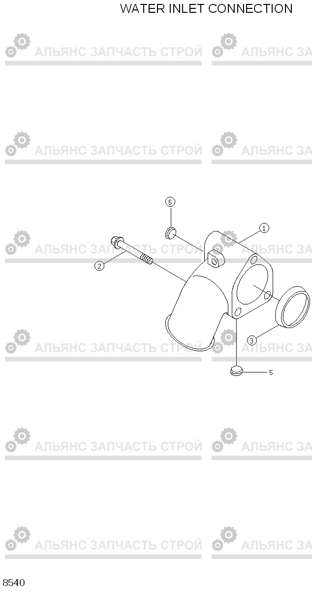 8540 WATER INLET CONNECTION HL740-3(#0848-), Hyundai