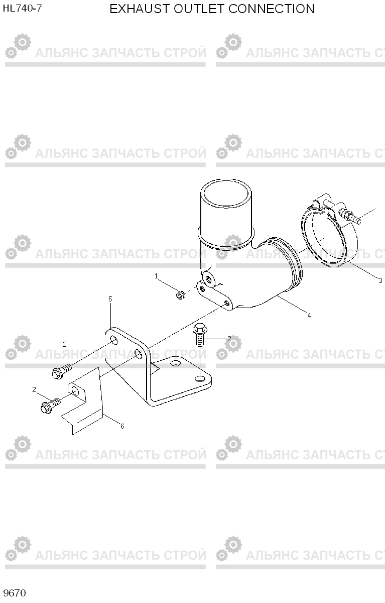 9670 EXHAUST OUTLET CONNECTION HL740-7, Hyundai
