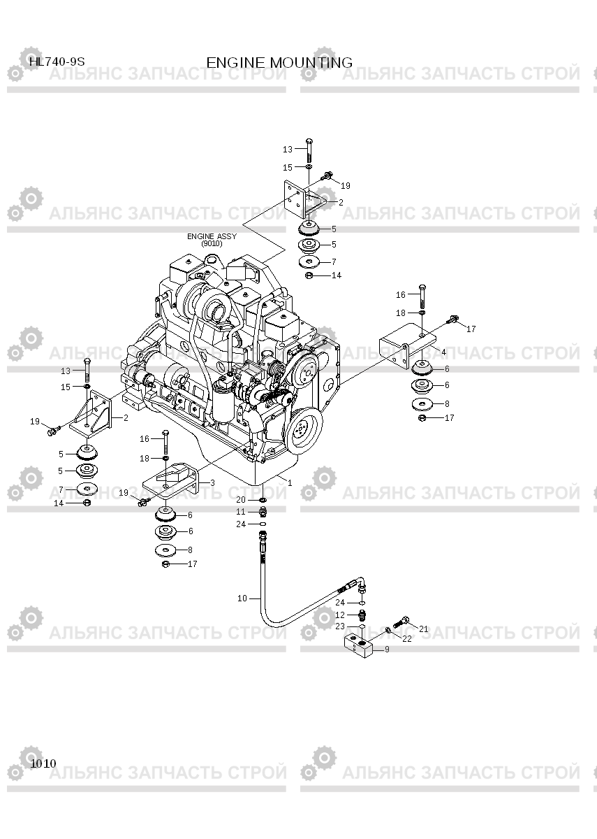 1010 ENGINE MOUNTING HL740-9B(BRAZIL), Hyundai