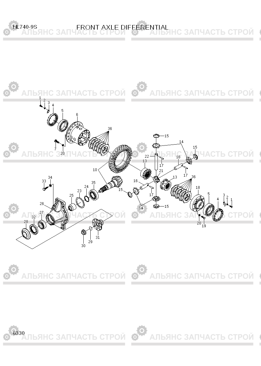 6330 FRONT AXLE DIFFERENTIAL HL740-9B(BRAZIL), Hyundai