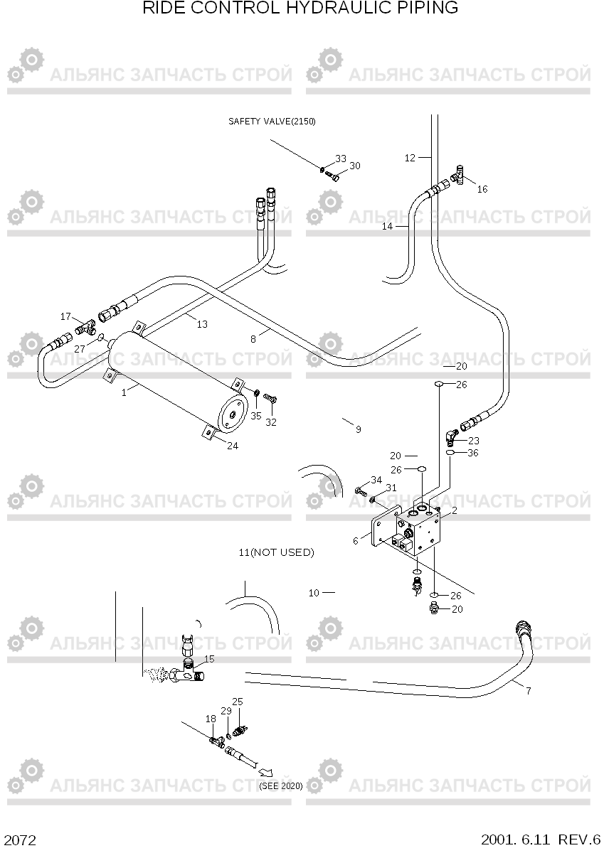 2072 RIDE CONTROL HYDRAULIC PIPING HL740TM-3(-#0250), Hyundai