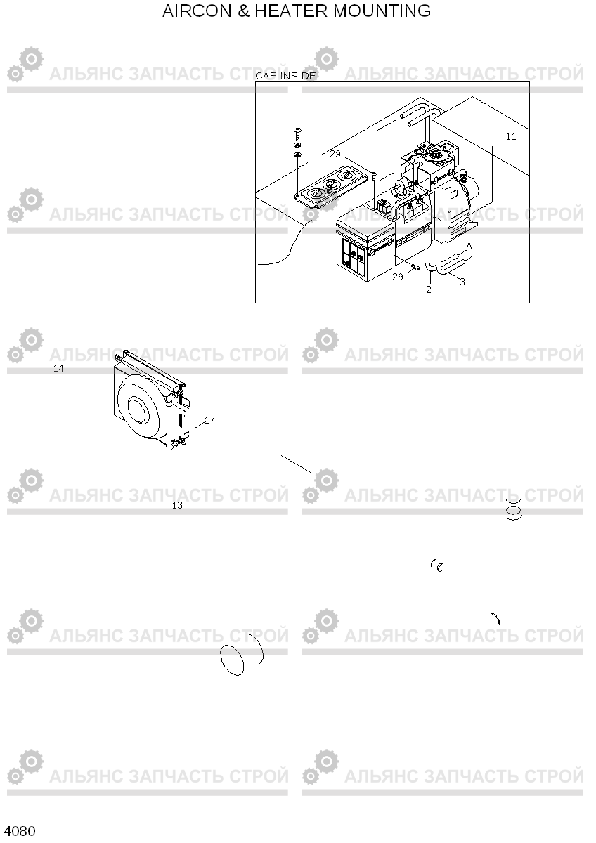 4080 AIRCON & HEATER MOUNTING HL740TM-3(-#0250), Hyundai