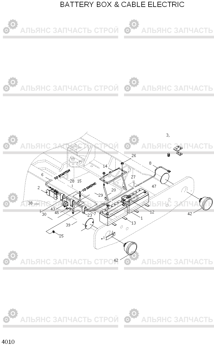 4010 BATTERY BOX & CABLE ELECTRIC HL740TM-3(#0251-), Hyundai