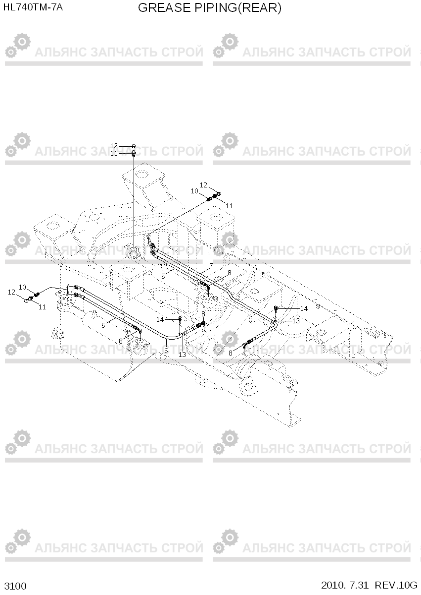 3100 GREASE PIPING(REAR) HL740TM-7A, Hyundai