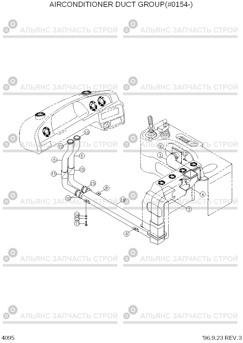 4095 AIR CONDITIONER DUCT ASSY(#0210-) HL750(-#1000), Hyundai