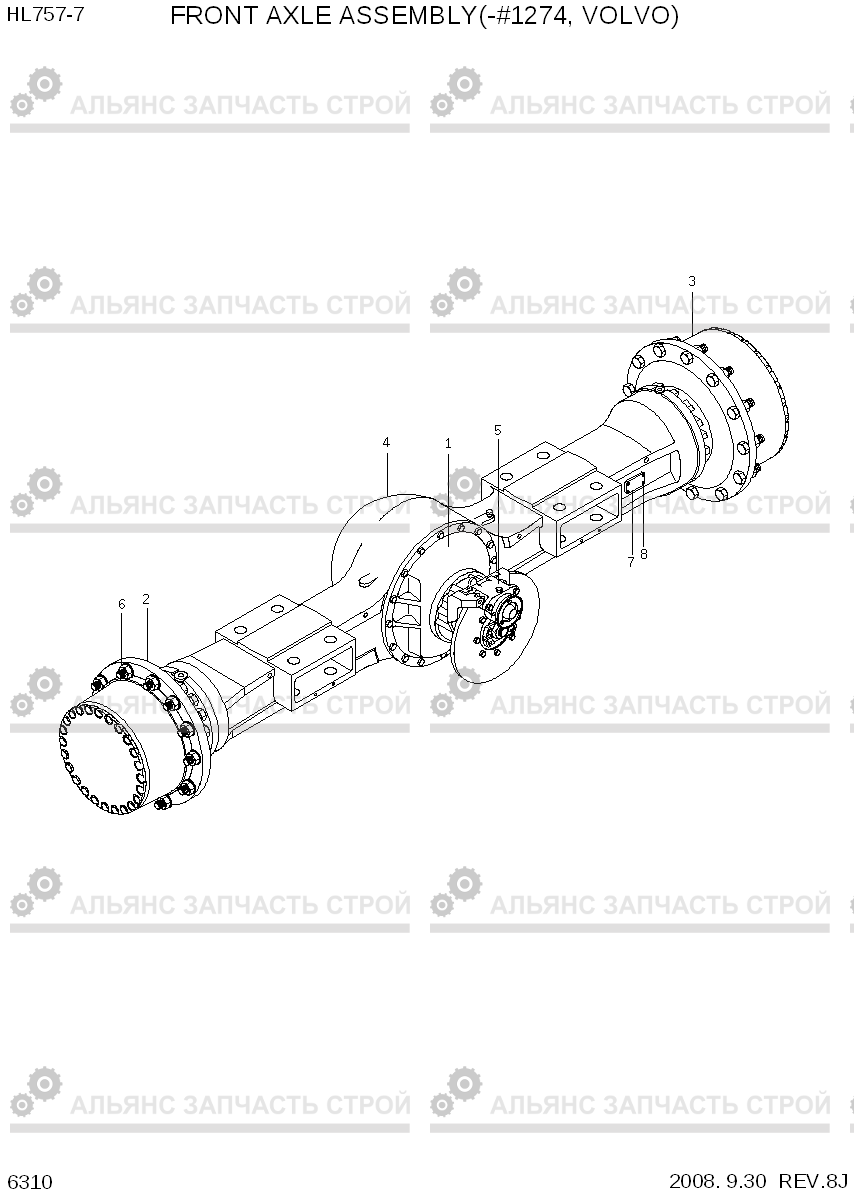 6310 FRONT AXLE ASSEMBLY(-#1274, VOLVO) HL757-7, Hyundai