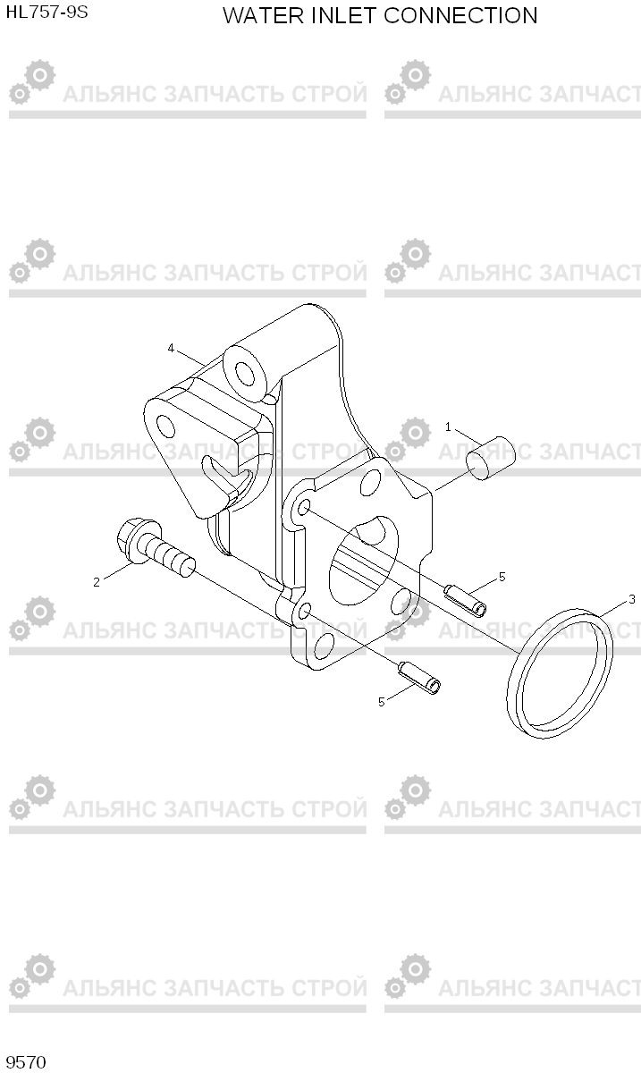 9570 WATER INLET CONNECTION HL757-9S, Hyundai