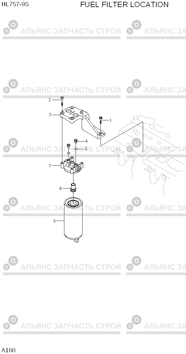 A160 FUEL FILTER LOACTION HL757-9S, Hyundai