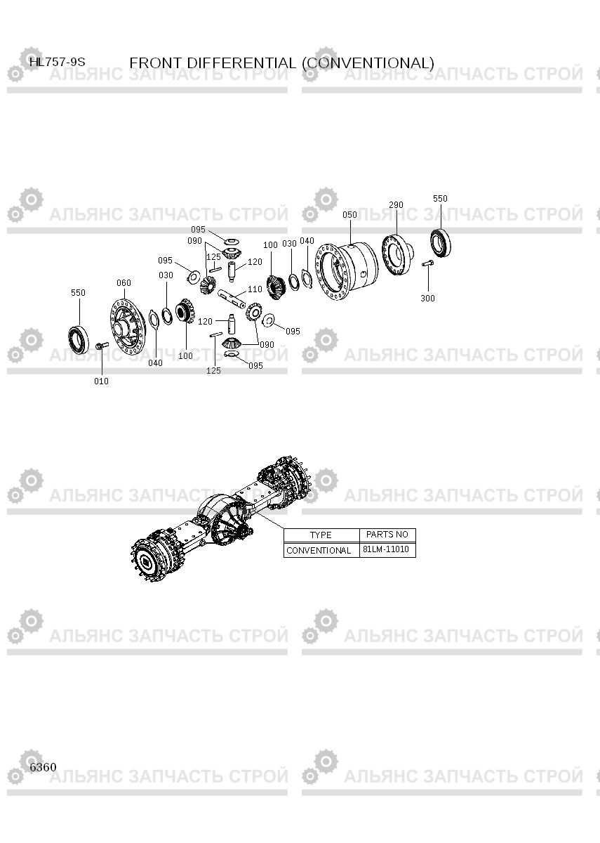 6360 FRONT DIFFERENTIAL(CONVENTIONAL) HL757-9S(BRAZIL), Hyundai