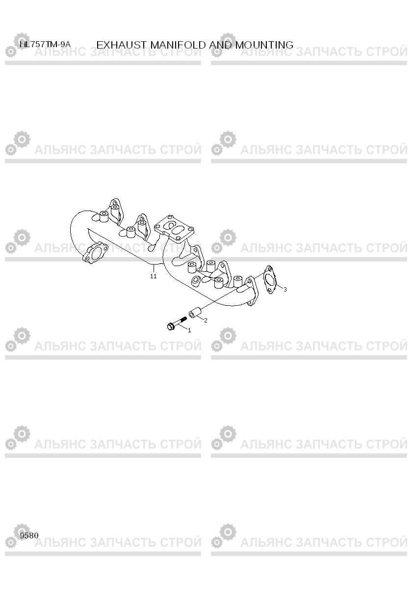 9580 EXHAUST MANIFOLD AND MOUNTING HL757TM-9A, Hyundai