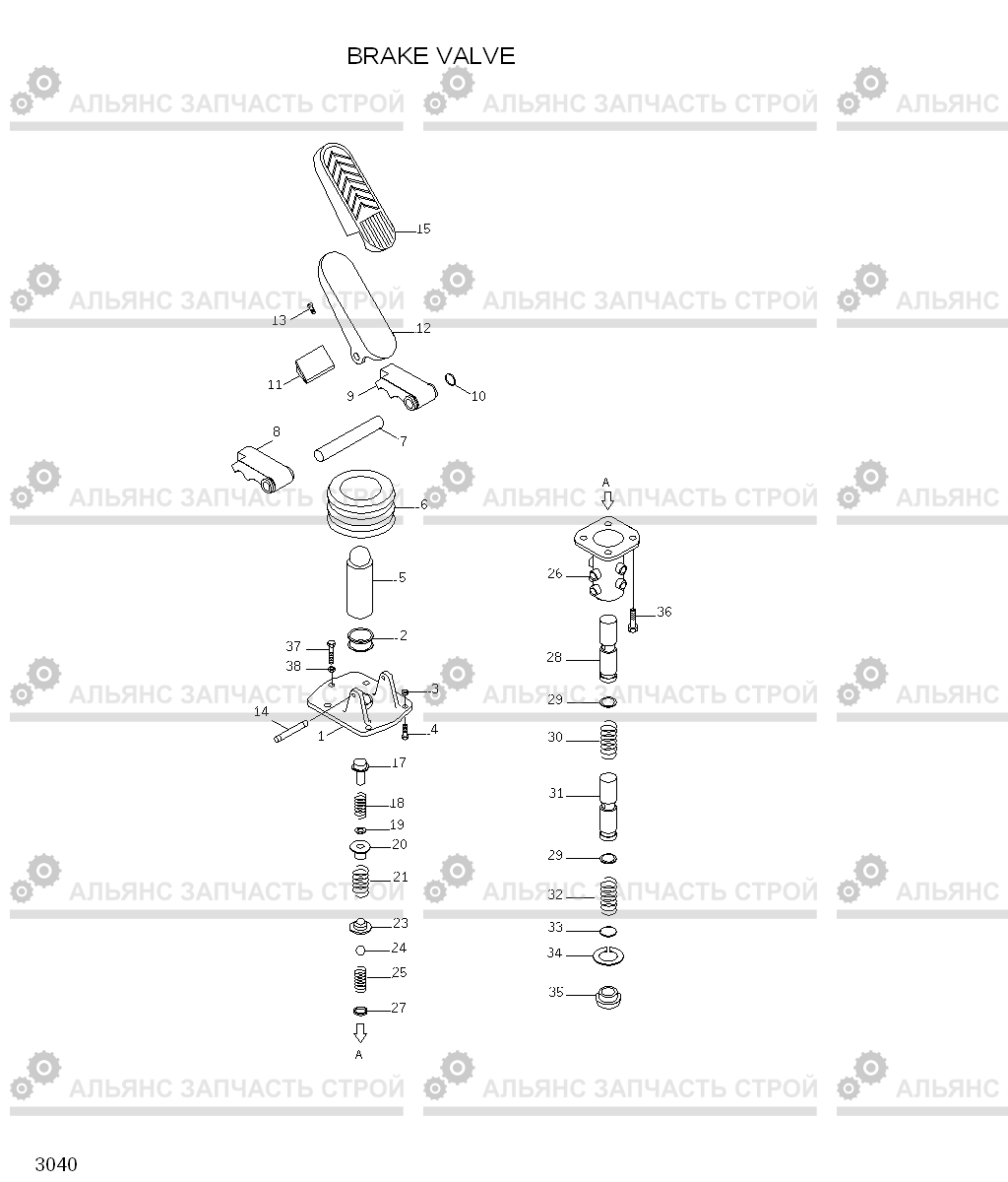 3040 BRAKE VALVE HL760(#1001-#1301), Hyundai