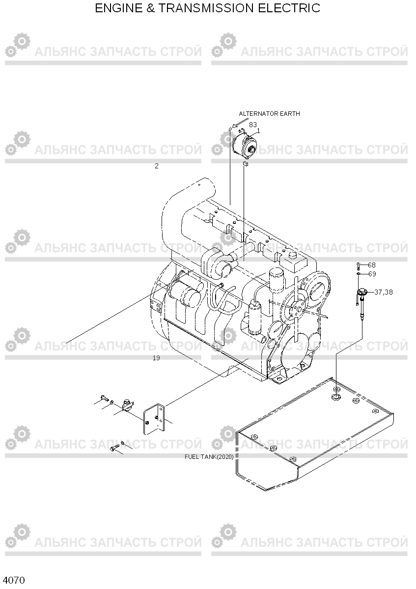 4070 ENGINE & TRANSMISSION ELECTRIC HL760(#1001-#1301), Hyundai