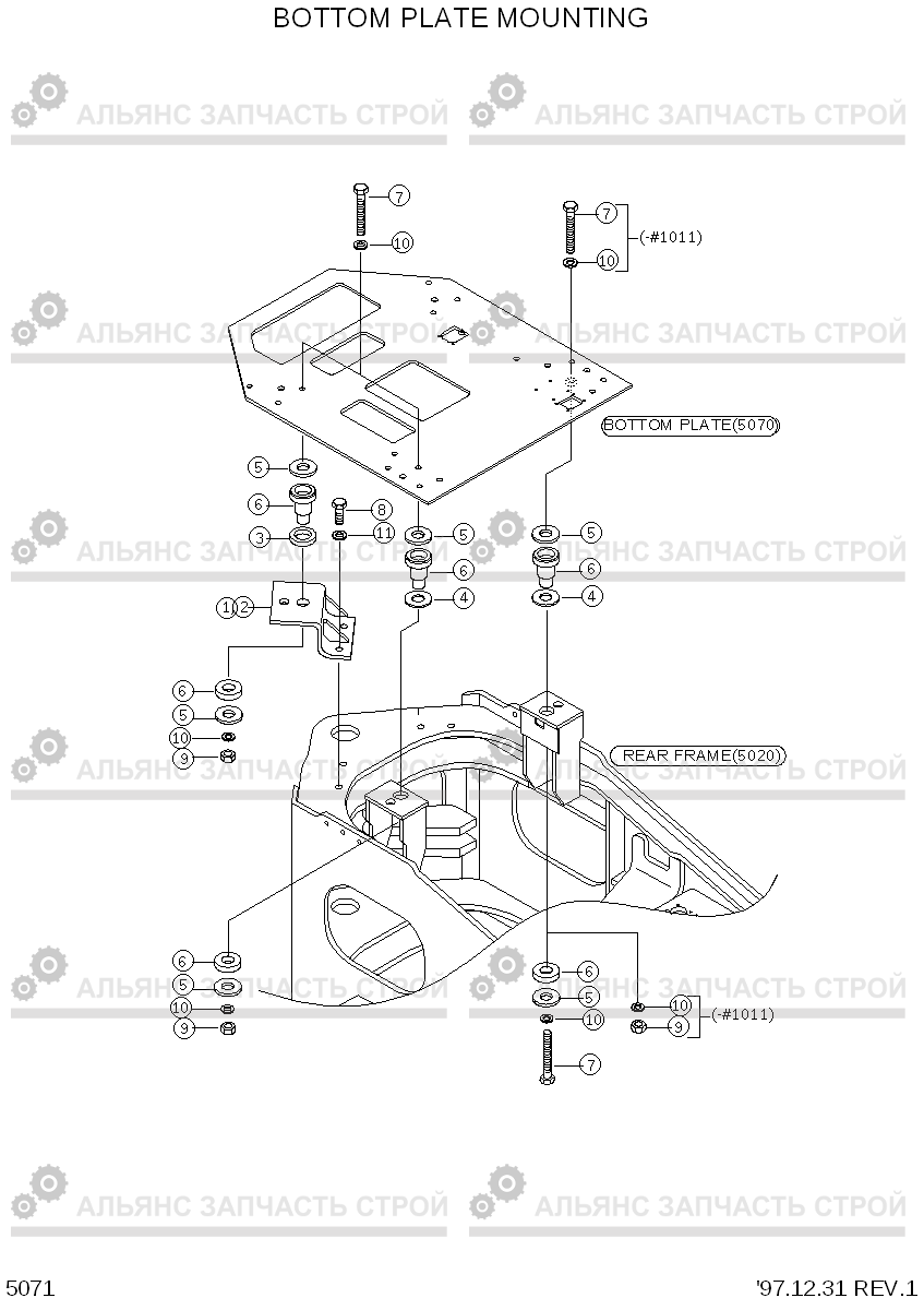 5071 BOTTOM PLATE MOUNTING HL760(#1001-#1301), Hyundai