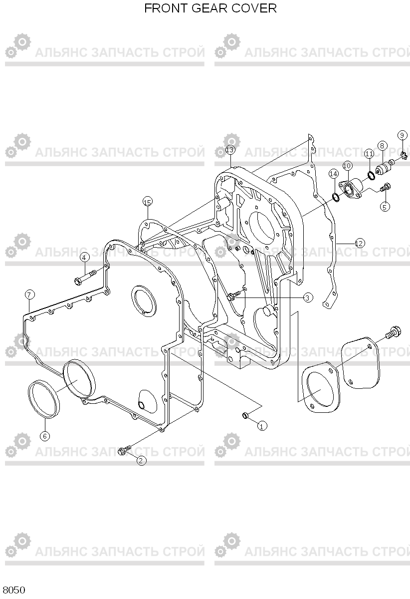 8050 FRONT GEAR COVER HL760(#1302-), Hyundai