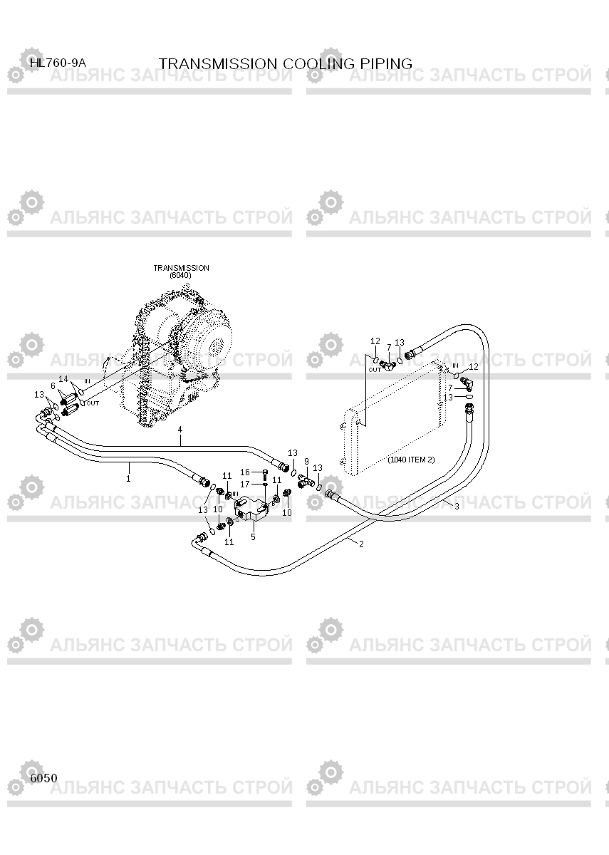 6050 TRANSMISSION COOLING PIPING HL760-9A(W/HANDLER), Hyundai