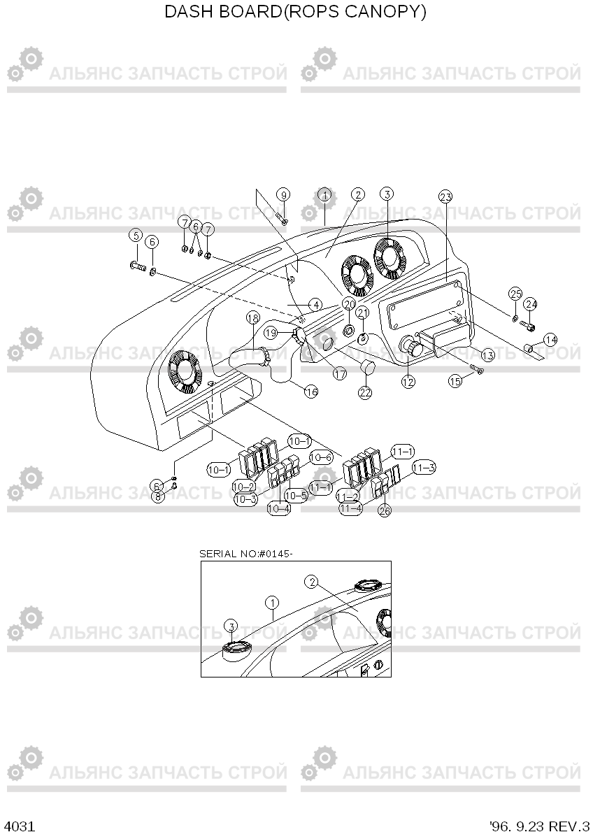 4031 DASH BOARD(ROPS CANOPY) HL760(-#1000), Hyundai