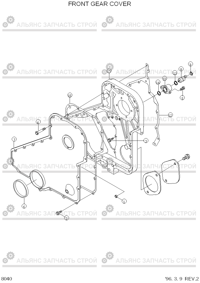 8040 FRONT GEAR COVER HL760(-#1000), Hyundai
