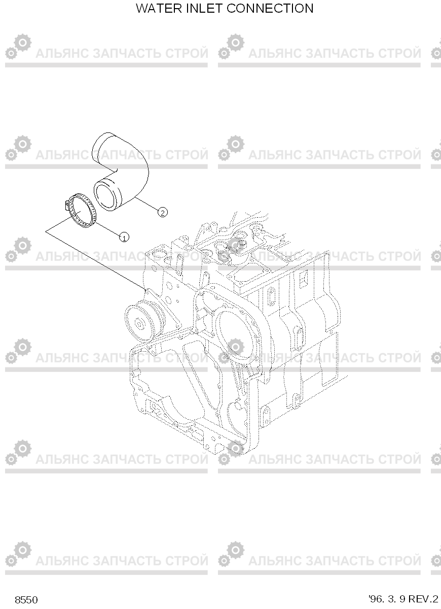 8550 WATER INLET CONNECTION HL760(-#1000), Hyundai