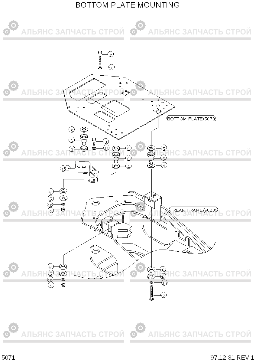 5071 BOTTOM PLATE MOUNTING HL770(#1001-#1170), Hyundai