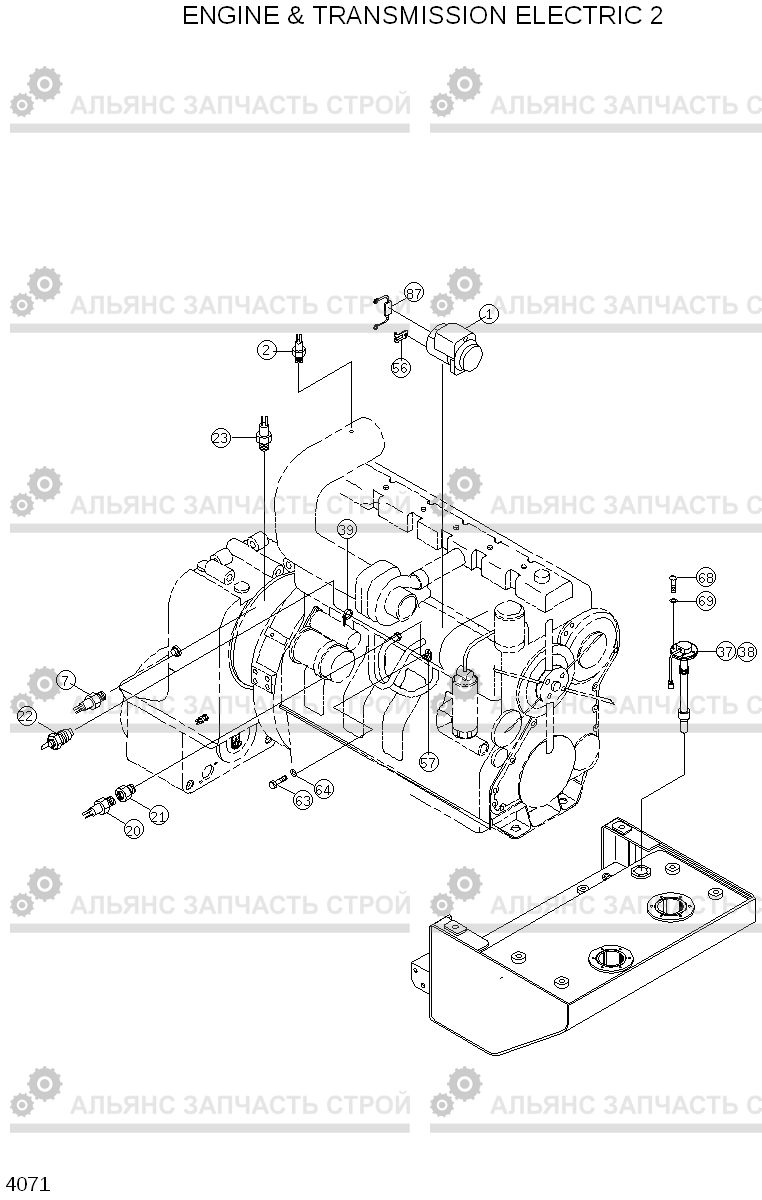 4071 ENGINE & TRAMSMISSION ELECTRIC 2 HL770(#1171-), Hyundai