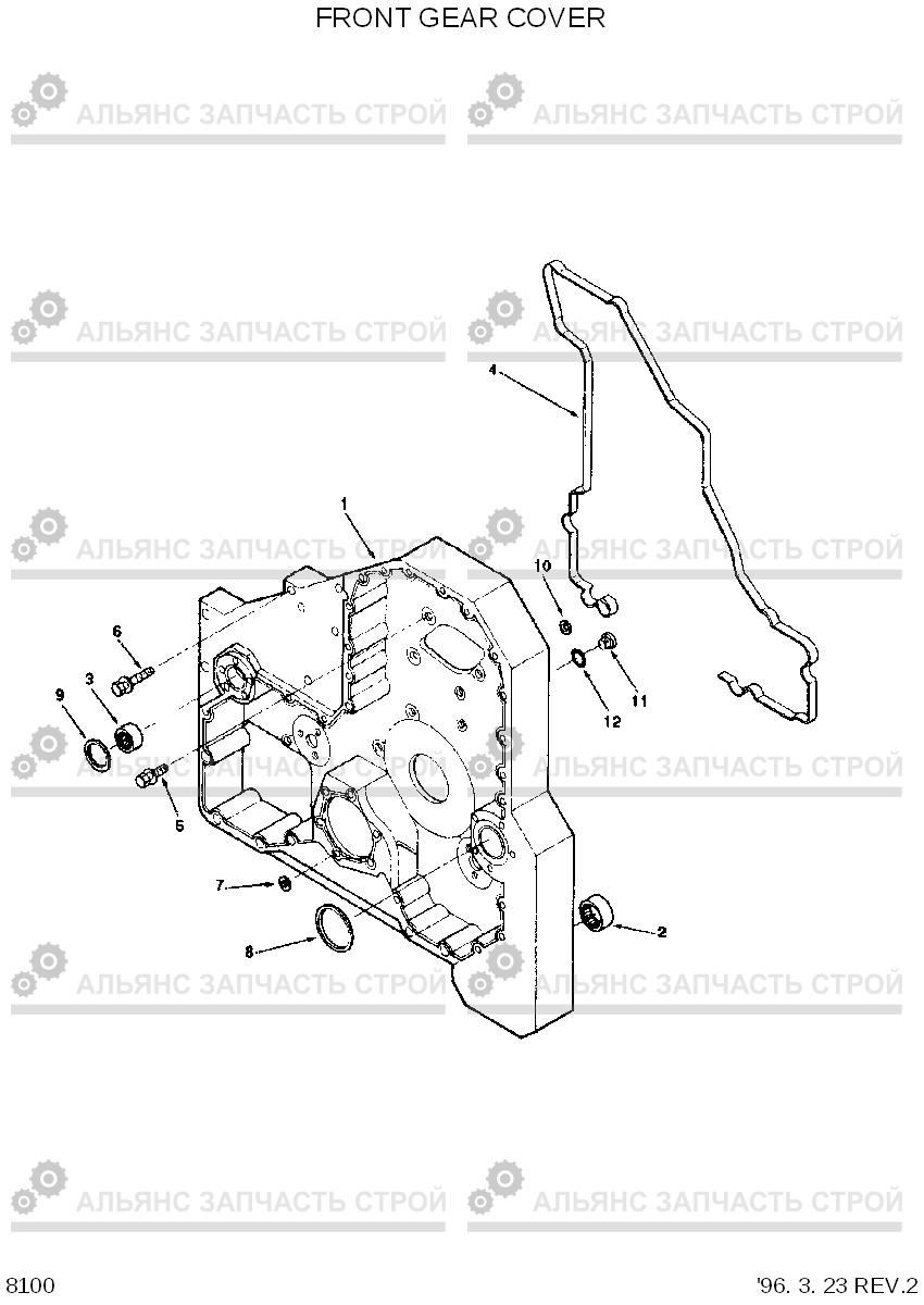 8100 FRONT GEAR COVER HL770(-#1000), Hyundai