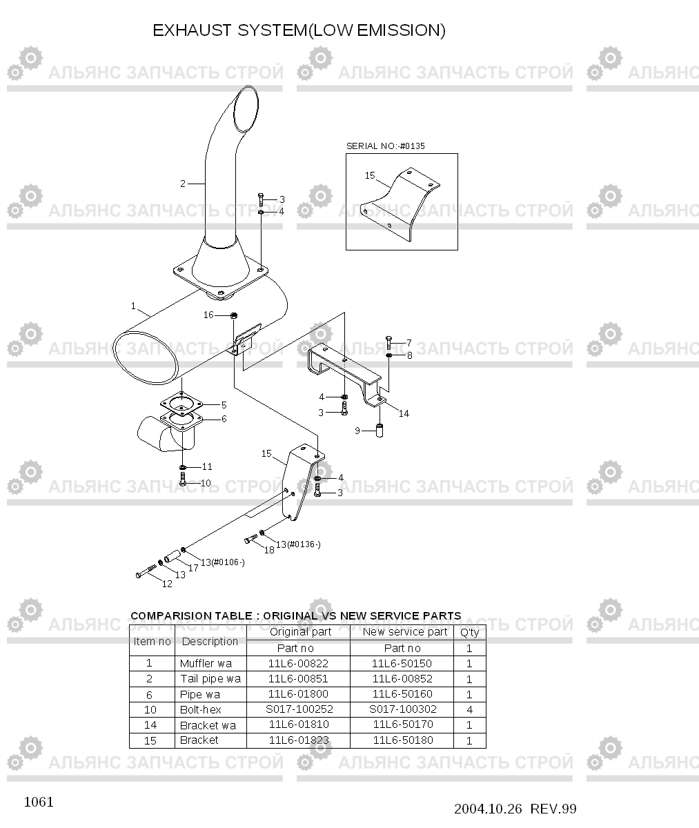 1061 EXHAUST SYSTEM(LOW EMISSION,N14-C) HL780-3, Hyundai