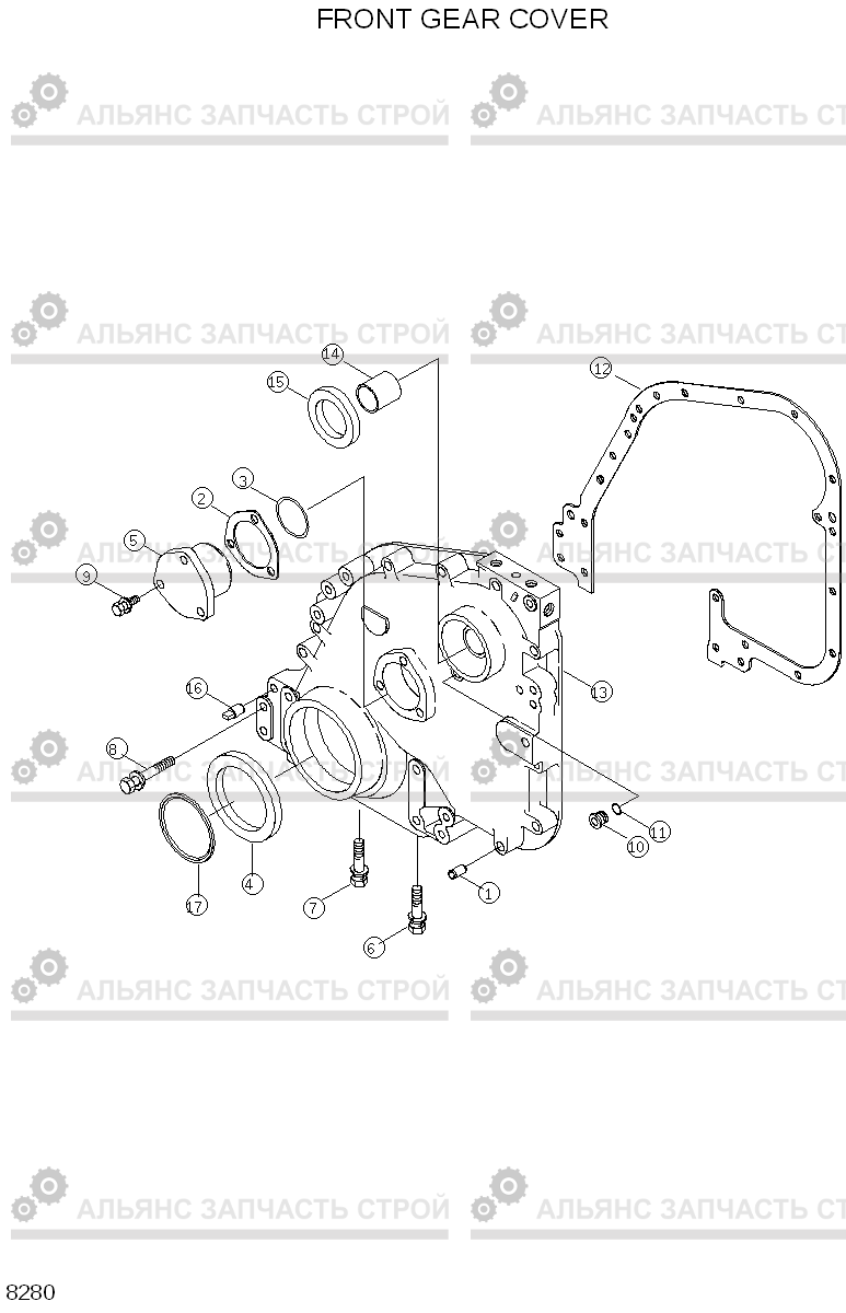8280 FRONT GEAR COVER HL780-3, Hyundai