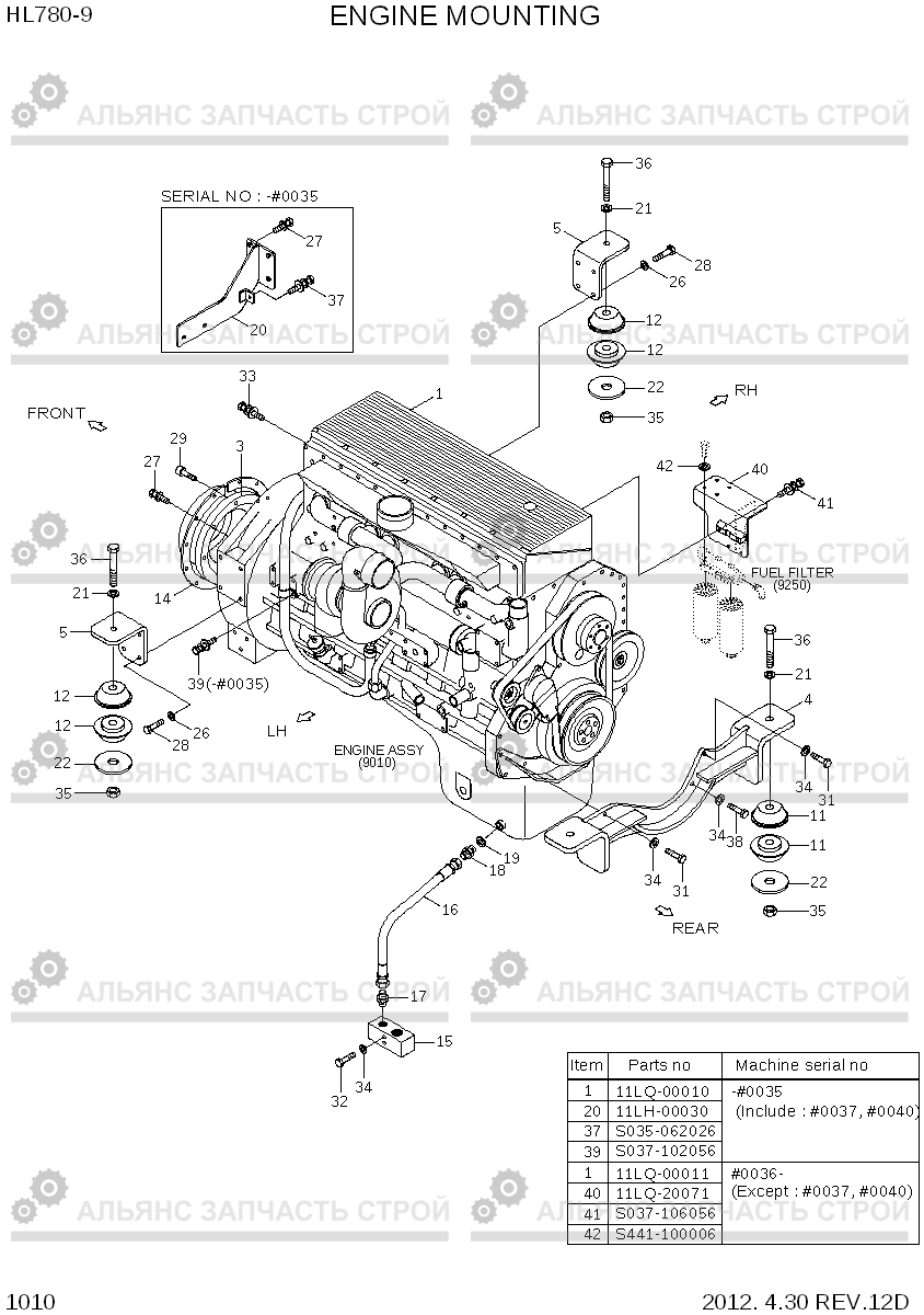 1010 ENGINE MOUNTING HL780-9, Hyundai