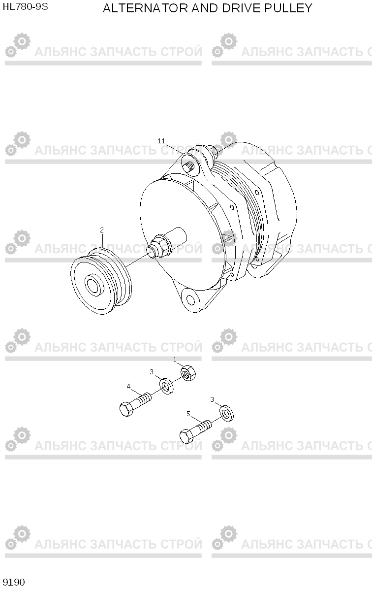 9190 ALTERNATOR AND DRIVE PULLEY HL780-9S, Hyundai