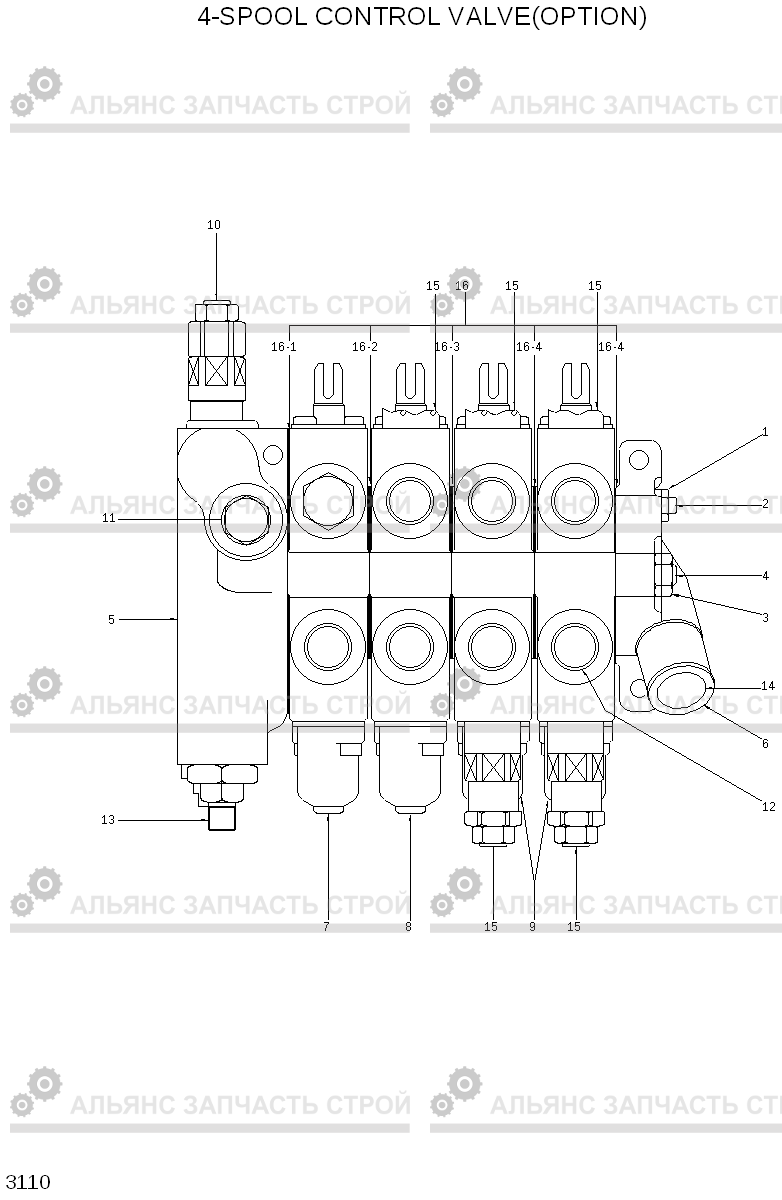 3110 4-SPOOL CONTROL VALVE(OPTION) HLF15/18II, Hyundai