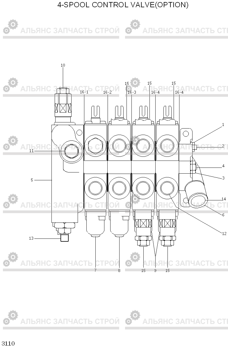 3110 4-SPOOL CONTROL VALVE(OPTION) HLF15/18CIII, Hyundai