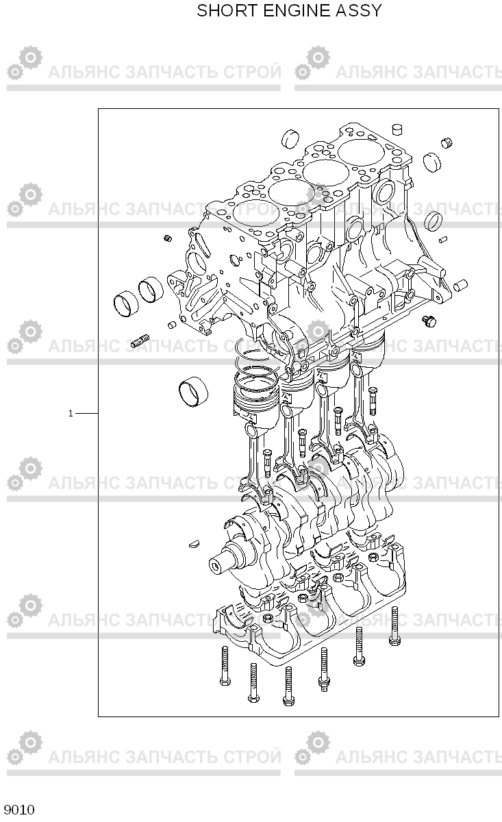 9010 SHORT ENGINE ASSY HLF15/18CIII, Hyundai